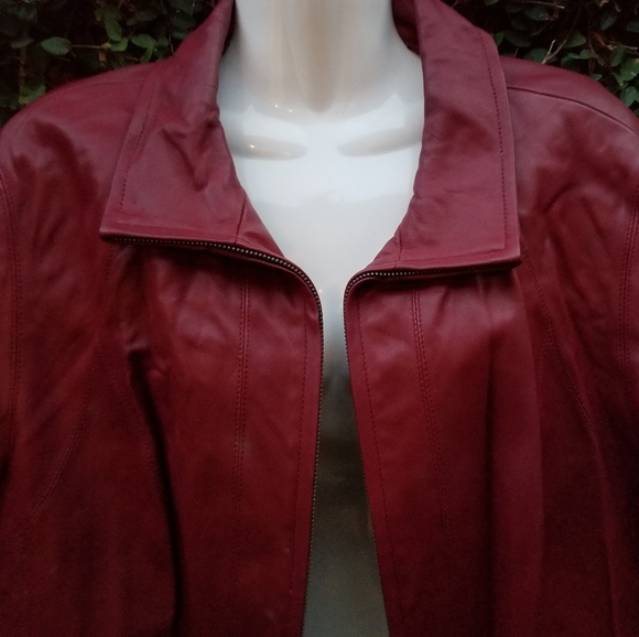 Red Lambskin Jacket by Worthington 1X - Picture 3 of 5